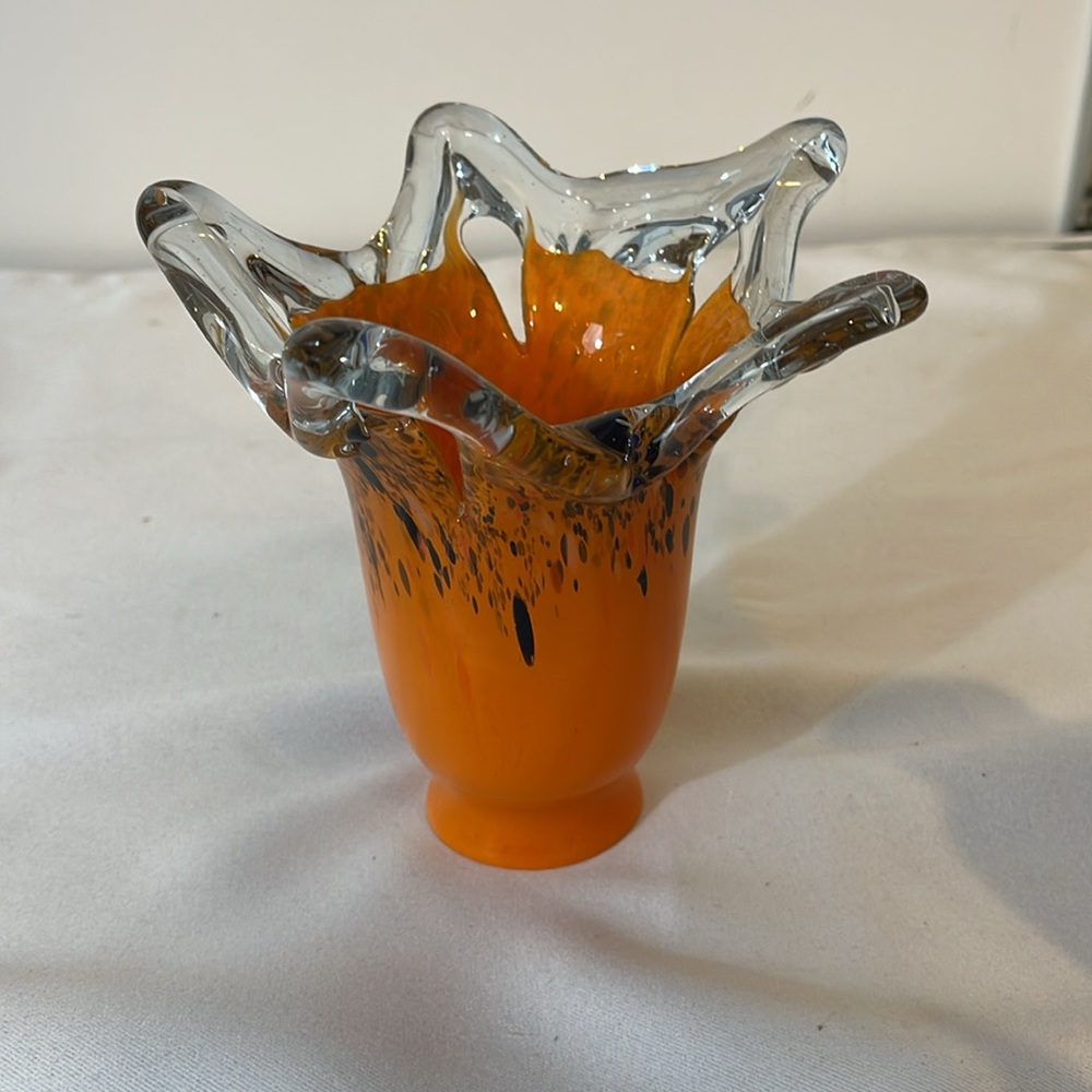 Handmade Flowing Blown Glass Tulip Shade Orange Multi - Picture 4 of 8
